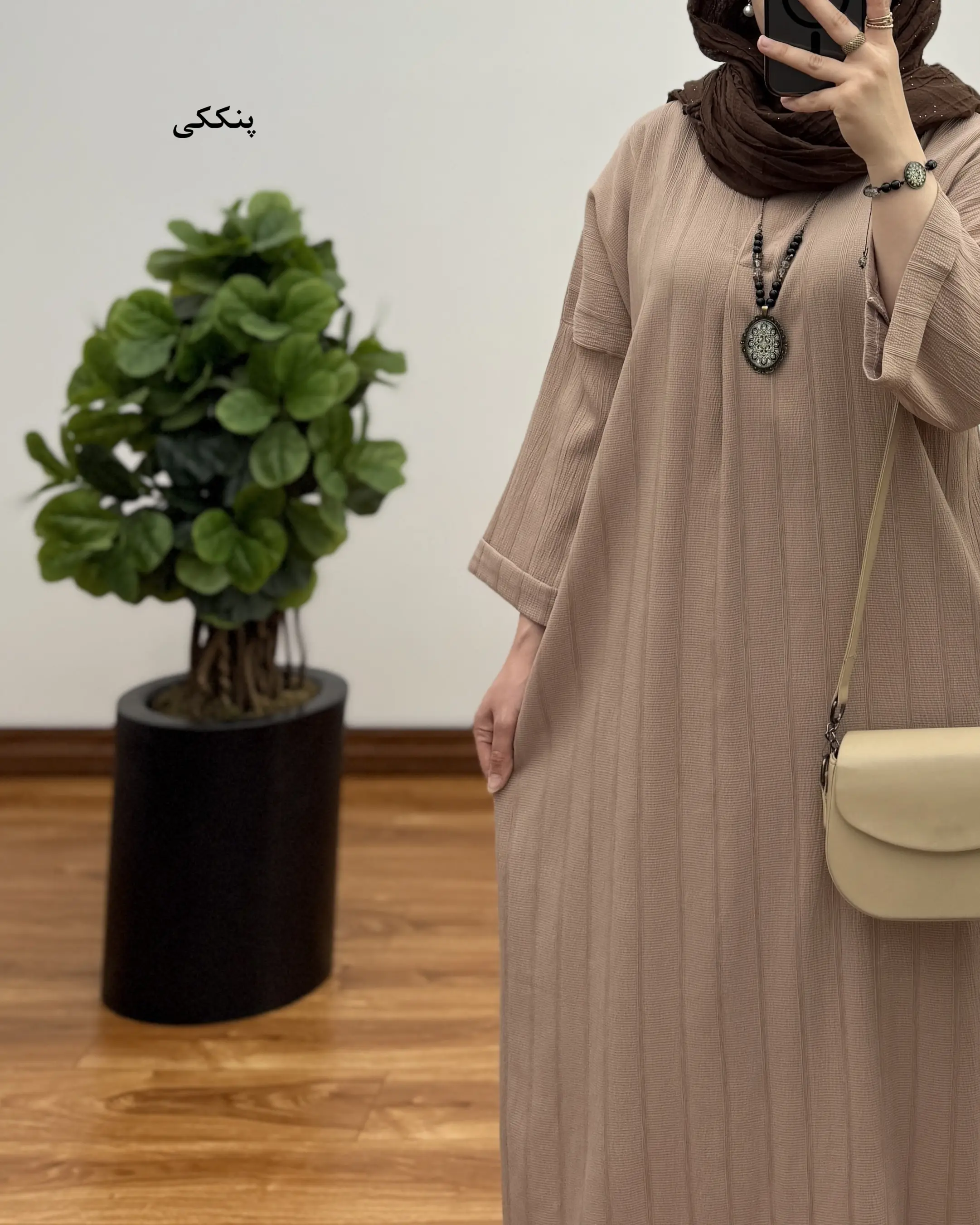 کفتان زنانه بلند مدل یقه کوبایی